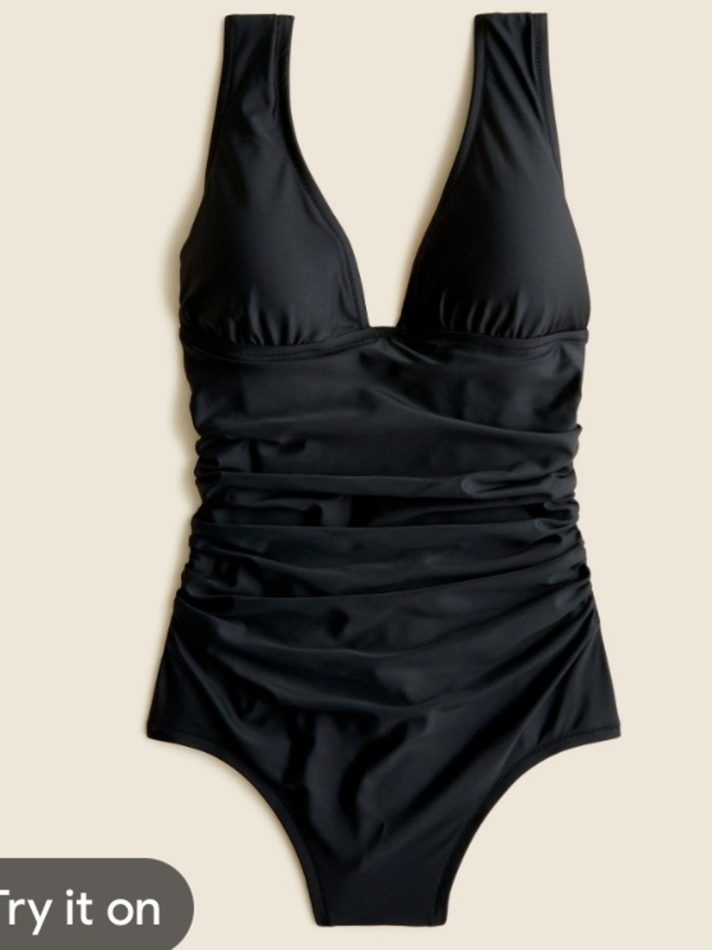 NWT J Crew Classic Black Ruched One-Piece Swimsuit size 24